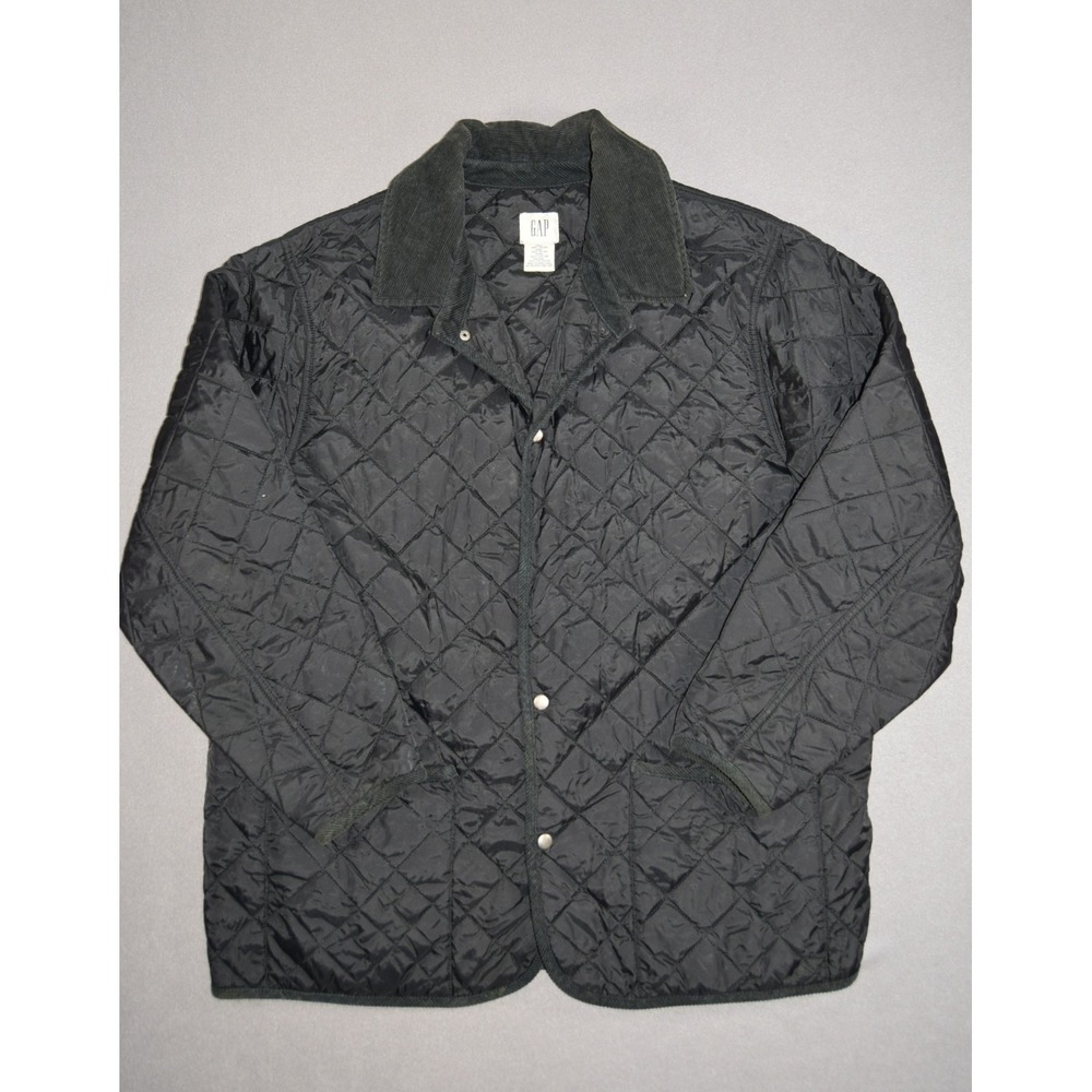 Vintage Gap Jacket Mens Large Black Quilted Bomber Snap Button Chore Liner